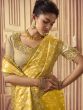 Yellow Wedding Wear Silk Saree With Embroidery