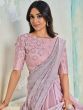 Pink Satin Saree With Pleated Pallu