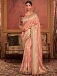 Peach Traditional Saree With Zari Embellished Borders