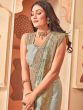 Green Stone Embellished Party Wear Crepe Sari