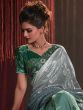 Green Cocktail Heavy Stone Work Net Saree