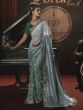 Green Cocktail Heavy Stone Work Net Saree