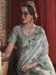 Green Party Wear Net Saree With Sequined Pallu