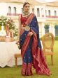 Navy Blue Zari Weaving Casual Saree In Silk