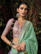 Green Floral Weaving Casual Saree In Dola Silk