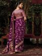 Wine Dola Silk Saree In Zari Woven Pattern