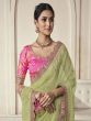 Olive Green Gota Patti Embellished Organza Saree