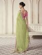 Olive Green Gota Patti Embellished Organza Saree