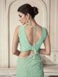 Mint Green Thread Work Party Wear Saree In Georgette