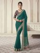 Rama Green Organza Saree With Heavy Pallu And Blouse