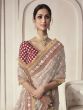 Pastel Beige Saree In Organza With Lace Border