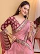 Pink Organza Casual Saree In Zari Embroidery