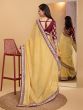 Yellow Zari Embroidered Border Saree In Silk