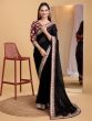 Black Zari Embroidered Festive Saree In Organza