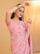 Pink Sequins Embellished Saree In Organza Silk