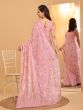 Pink Sequins Embellished Saree In Organza Silk