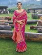 Pink Heavy Floral Zari Embroidered Wedding Silk Saree