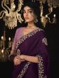 Wine Purple Tissue Silk Saree In Sequins Embroidered