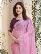 Pink Crystal Silk Saree In Stone Work Embellishments