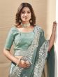 Sage Green Wedding Saree In Floral Thread Embroidery