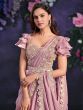 Rose Pink Bridesmaid Satin Silk Saree With Embroidered Blouse