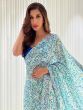 Blue Party Wear Saree In Georgette With Sequin Embroidery