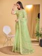 Pista Green Net Saree In Sequins Work