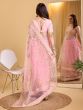 Baby Pink Festive Saree In Zari Work