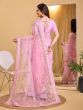 Pink Sequins Embellished Festive Saree In Net