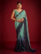 Blue Shaded Mirror Work Enhanced Saree In Georgette