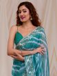 Turquoise Lehariya Printed Festive Saree In Georgette