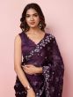 Deep Wine Sequins Enhanced Party Wear Saree