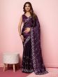 Deep Wine Sequins Enhanced Party Wear Saree