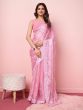 Baby Pink Shimimer Silk Saree In Sequins Embellishments