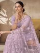 Lilac Net Wedding Saree In Sequins Work