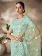 Mint Green Festive Saree With Blouse In Net