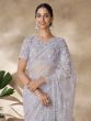 Grey Party Wear Saree In Sequins Work