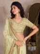 Mint Green Festive Saree In Organza With Embroidered Blouse