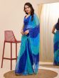 Shaded Blue Georgette Casual Saree In Digital Print