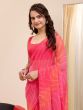 Pink Shaded Printed Casual Wear Saree In Georgette