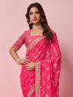 Rani Pink Wedding Wear Saree In Georgette With Stone Work