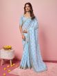 Light Blue Party Wear Saree In Georgette With Blouse