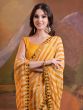 Yellow Mirror Work Enhanced Saree In Georgette