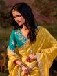 Golden Yellow Stone Work Saree In Chiffon