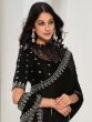 Black Sequins Embellished Party Wear Silk Saree