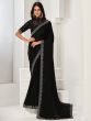 Black Sequins Embellished Party Wear Silk Saree