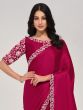 Rani Pink Pearl Embroidered Silk Saree