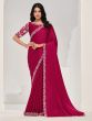 Rani Pink Pearl Embroidered Silk Saree