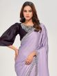 Lilac Pearl Enhanced Zari Saree In Silk