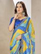 Blue And Yellow Georgette Saree In Bandhej Print